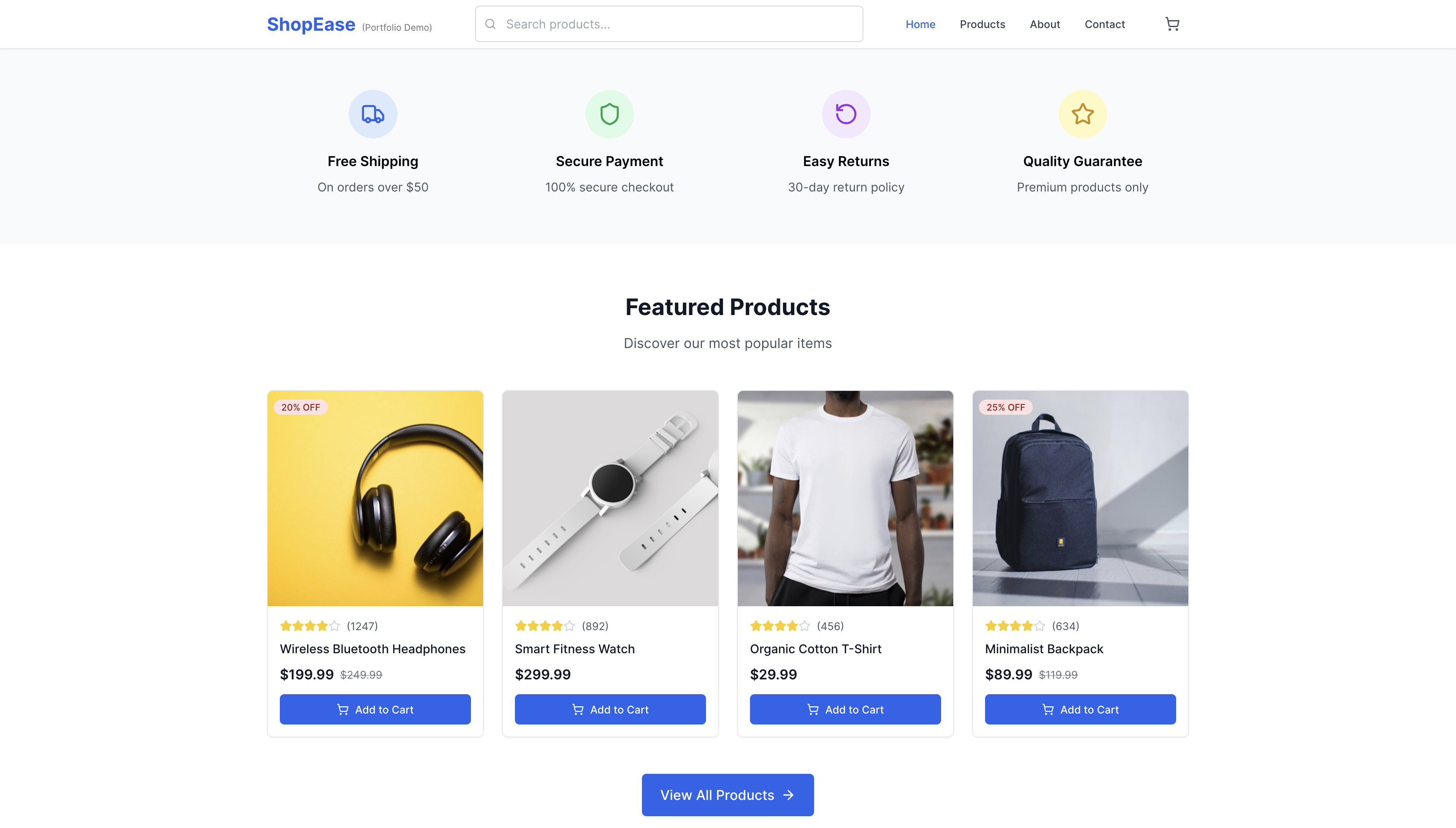 ShopEase - Modern E-commerce Showcase project screenshot by Ethan Morin